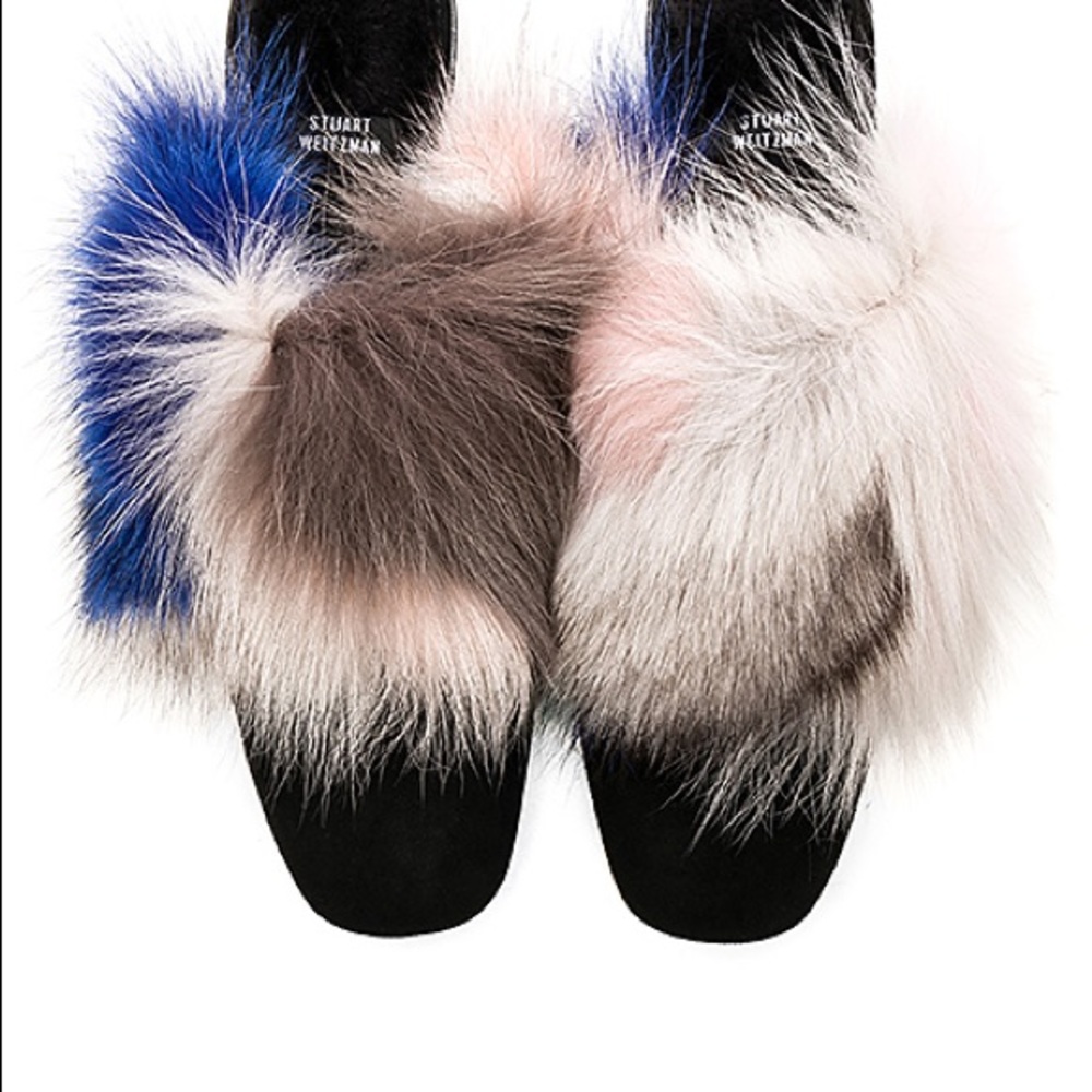 Stuart Weitzman Fur Slides